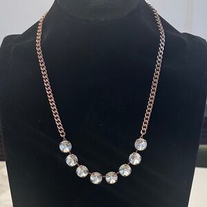 TOVA - Sparkling Clear Crystal and Cinnamon Patina Chain Necklace